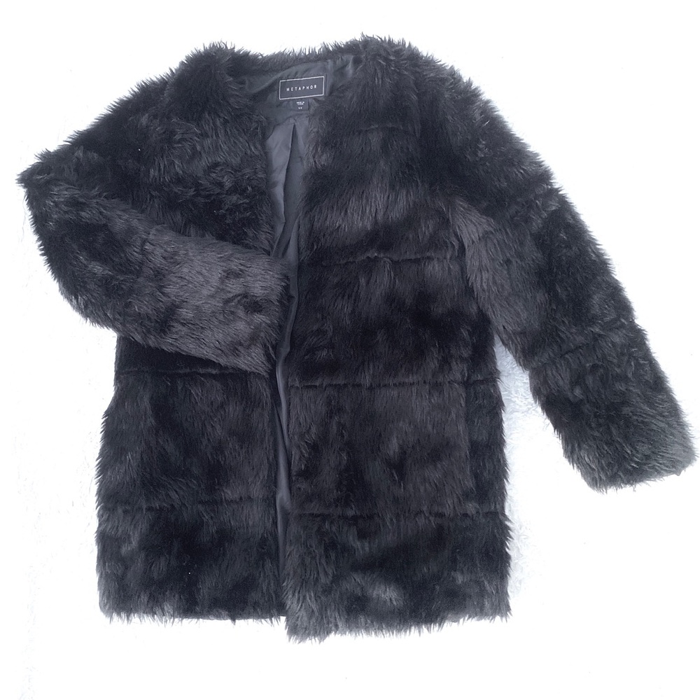 Black Faux Fur Long Jacket Teddy Coat